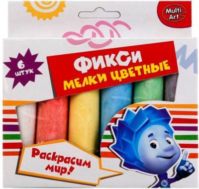 Мелки цветные Multiart "Фиксики", 6 цветов
