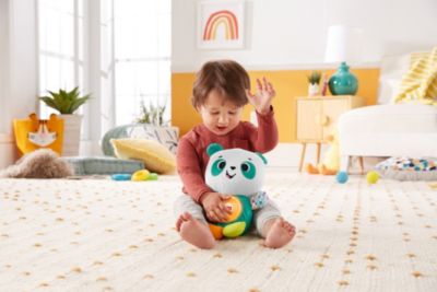 Fisher-Price FXB99 Panda Plüsch-Spielkissen für Babys mit Spielzeug kuschelweich 