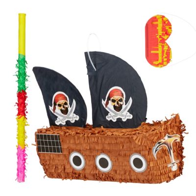 relaxdays 3 tlg. Pinata Set Piratenschiff