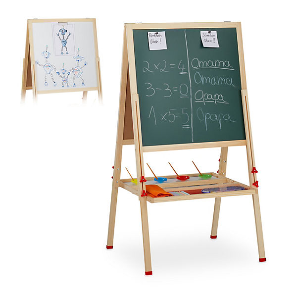 Kinder Spiel-Tafel Kreidetafel Whiteboard höhenverstellbar Halterung aus Holz DE