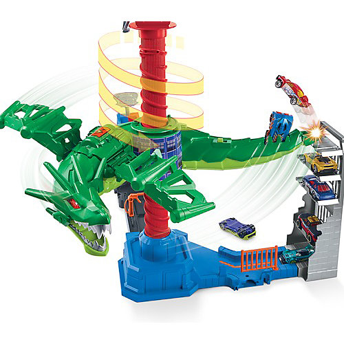 Автотрек Hot Wheels City "Воздушная атака дракона" от Mattel