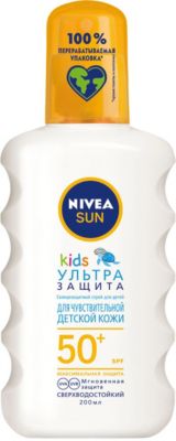 Солнцезащитный спрей Nivea Sun Kids "Ультразащита" SPF 50+, 200 мл