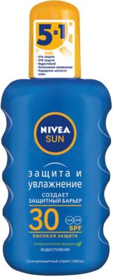 Солнцезащитный спрей для тела Nivea "Защита и увлажнение" SPF 30, 200 мл