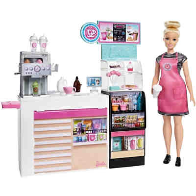 Barbie Nasch-Café Spielset mit Puppe (blond), über 20 Teile Puppen-Zubehör