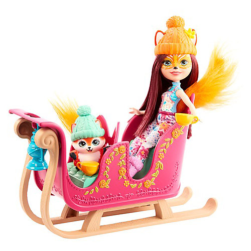 Игровой набор Enchantimals "Рождественские сани" Фелисити Фокс и Флик от Mattel