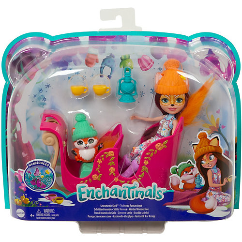 Игровой набор Enchantimals "Рождественские сани" Фелисити Фокс и Флик от Mattel