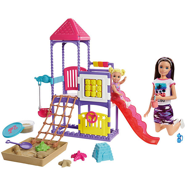 Barbie Skipper Babysitter, Spielplatz-Spielset mit Puppen und formbarem Sand