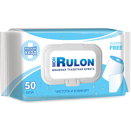 Влажная туалетная бумага Mon Rulon №50, с клапаном
