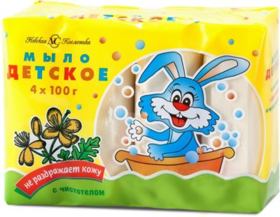 Туалетное мыло Невская косметика Детское с чистотелом, 4 шт по 100 г