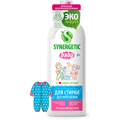 Гель для стирки детского белья Synergetic, 1 л