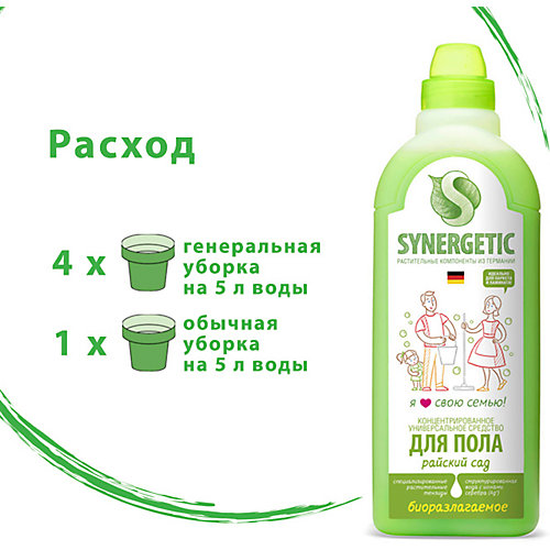 Универсальное средство для мытья поверхностей Synergetic Нежная чистота, 750 мл