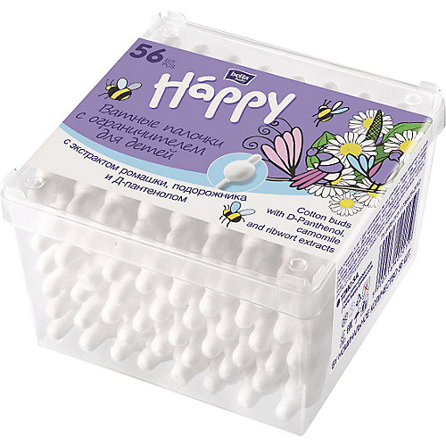 Ватные палочки Bella Baby Happy с экстрактом ромашки, 56 шт