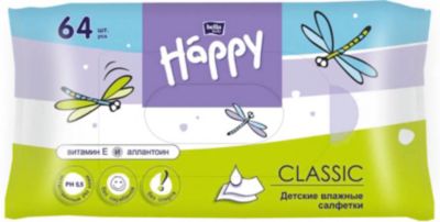 Влажные салфетки Bella Happy Classik, 64 шт