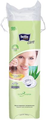 Ватные подушечки Bella с экстрактом алоэ, 100 шт