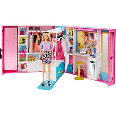 Barbie Traum Kleiderschrank ausklappbar mit Puppe, Zubehör und Puppen-Kleidung