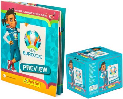 Альбом и бокс с наклейками Panini EURO 2020 PREVIEW, 36 пакетиков
