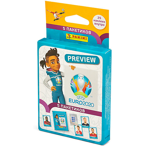 Блистер с наклейками Panini EURO 2020 PREVIEW, 5 пакетиков от Panini