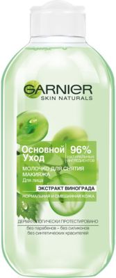 Молочко для снятия макияжа Garnier Skin Naturals "Основной уход" Виноград, 200 мл