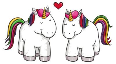 Wandtattoo Einhorn Paar mit Herz und Regenbogen Haar, dekodino | myToys