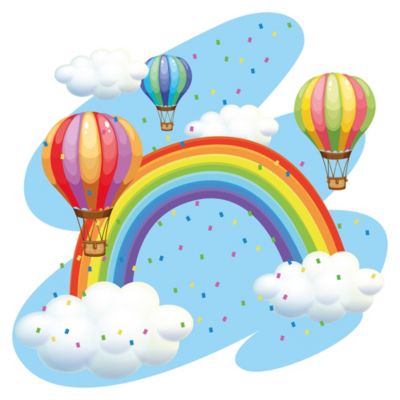 Wandtattoo Regenbogen Mit Heissluftballon Und Konfetti Dekodino Mytoys