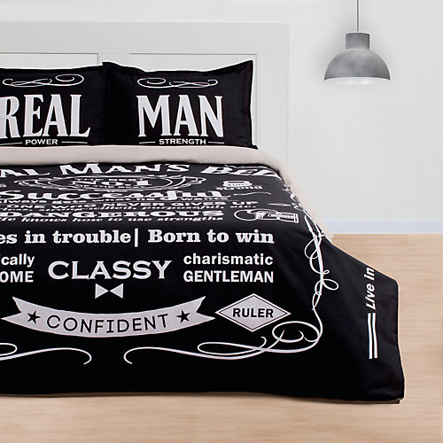 Комплект постельного белья Этель Real Man, евро - черный