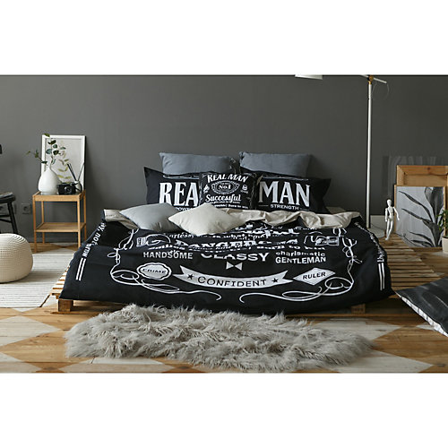 Комплект постельного белья Этель Real Man, евро - черный