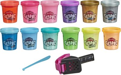Play-Doh Slime: Super Stretch und HydroGlitz Vielfalt 12er-Pack für Kinder ab 3 Jahren, 51g-Dosen, sortierte Farben, mit 2 Knetwerkzeugen