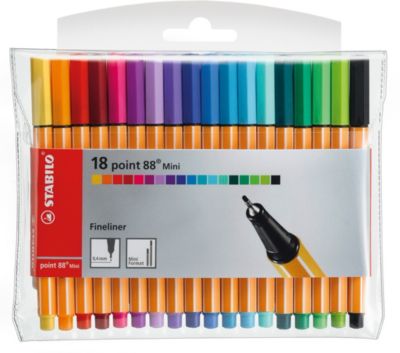 Набор капиллярных ручек Stabilo Point 88 mini, 18цв