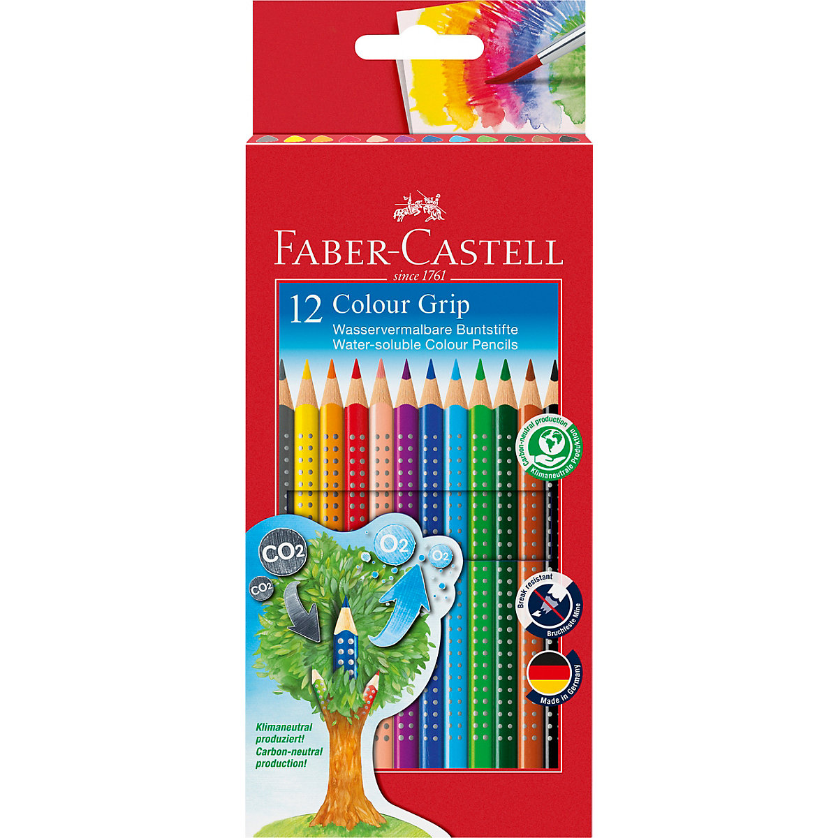 Faber-Castell Buntstifte COLOUR GRIP wasservermalbar 12 Farben