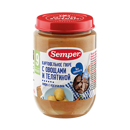 Пюре Semper картофельное пюре с морковью и телятиной с 9 мес, 12 шт х 190 г от Semper