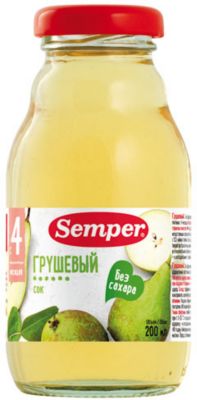 Сок Semper грушевый с 4 мес, 12 шт х 200 мл