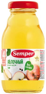 Сок Semper яблочный с 4 мес, 12 шт х 200 мл