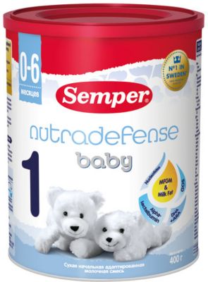 Молочная смесь Semper nutradefense baby 1, с 0 мес, 400 г