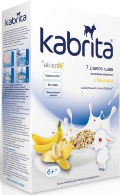 Каша Kabrita на козьем молоке 7 злаков с бананом, с 6 мес, 180 г