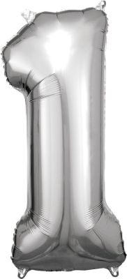 Riethmüller Super Shape Folienballon Silber Zahl 1 83 cm