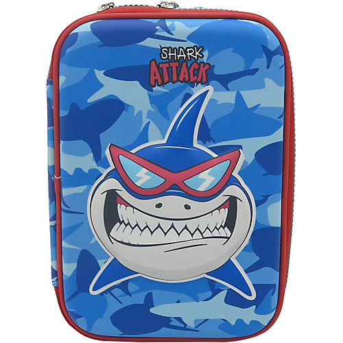 Пенал школьный 3D большой Акула Shark attack синий от Mihi-Mihi