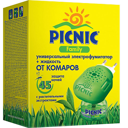 Электрофумигатор Picnic Family c жидкостью от комаров 45 ночей, 30 мл