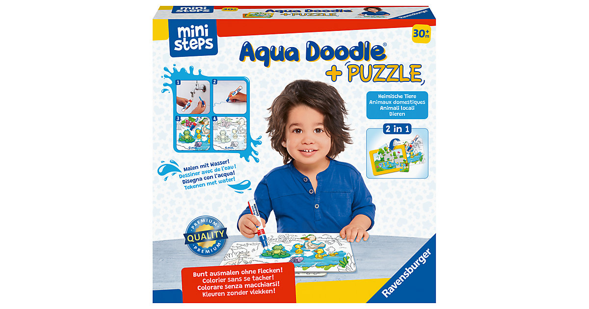 Spielzeug: Ravensburger ministeps® Aqua Doodle® Puzzle: Heimische Tiere