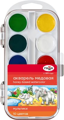 Акварель Гамма Мультики new, медовая, 10 цветов