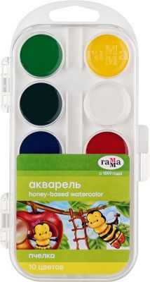 Акварель Гамма Пчелка new, медовая, 10 цветов