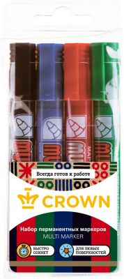 Набор перманентных маркеров Crown Multi marker, 4 цвета