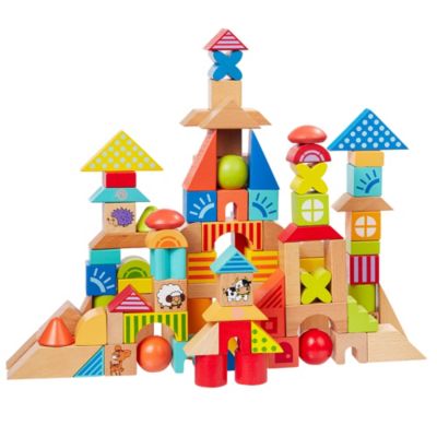 Holzbausteine Bauklötze 100 bunte Holzbauklötze Holzspielzeug Kinder Spielzeug 