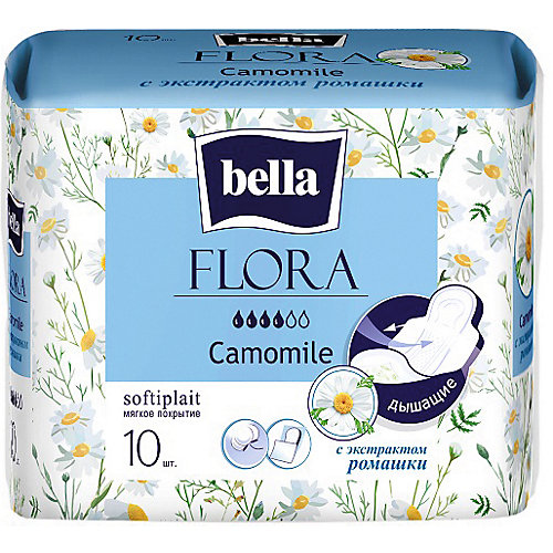 Прокладки Bella Flora Camomile с экстрактом ромашки, 4 капли, 10 шт