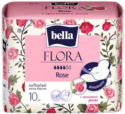 Прокладки Bella Flora Rose с ароматом розы,  4 капли, 10 шт