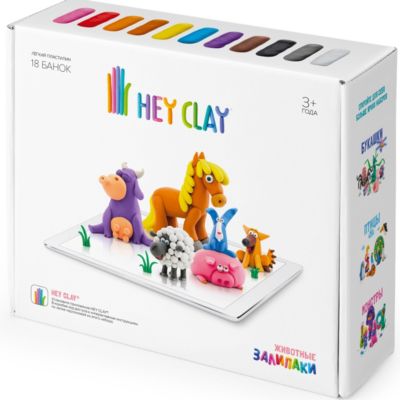 Легкий пластилин HEY CLAY Залипаки "Животные"