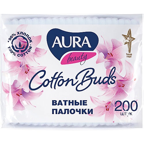 Ватные палочки AURA, 200 шт