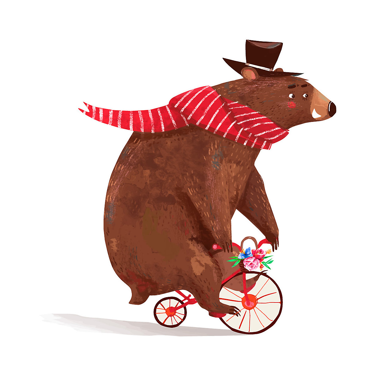 Wandtattoo Aquarell Zirkus Bär auf dem Fahrrad, dekodino