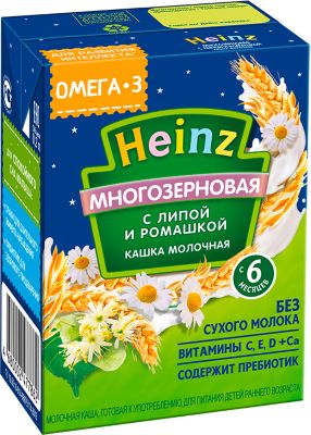 Жидкая каша Heinz многозерновая Липа с ромашкой, с 6 мес, 12 шт по 200 г