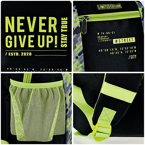 Рюкзак ArtSpace School Never give up, 44х31х16 см - разноцветный от ArtSpace