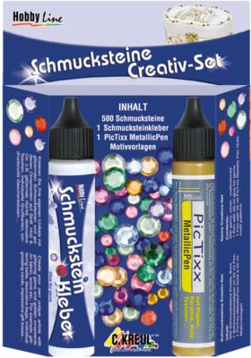 KREUL Schmucksteine-Set Hobby Line Bunt Glitzersteine Bastelsteine Tischdeko